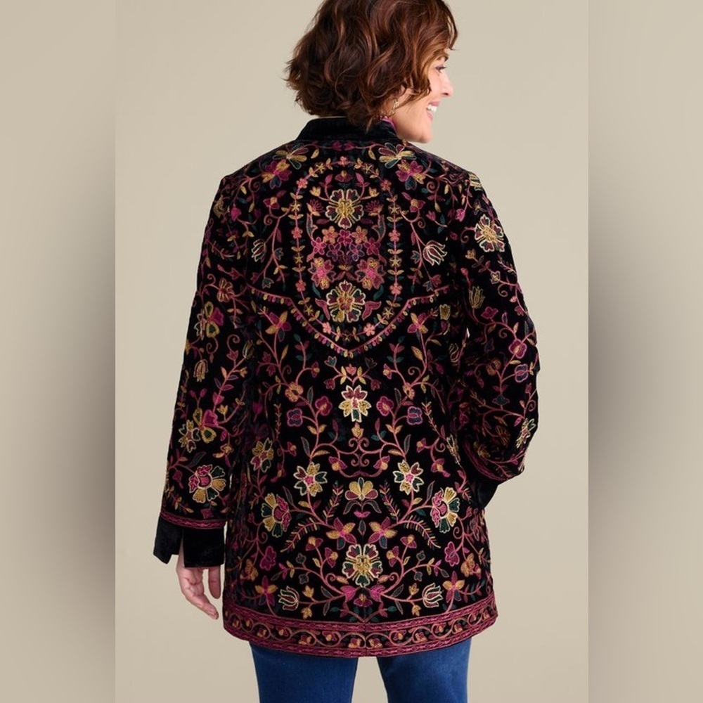 Soft Surroundings NWT Boho Astrid Embroidered Velvet Jacket – PM (10/12 P) - Picture 7 of 15